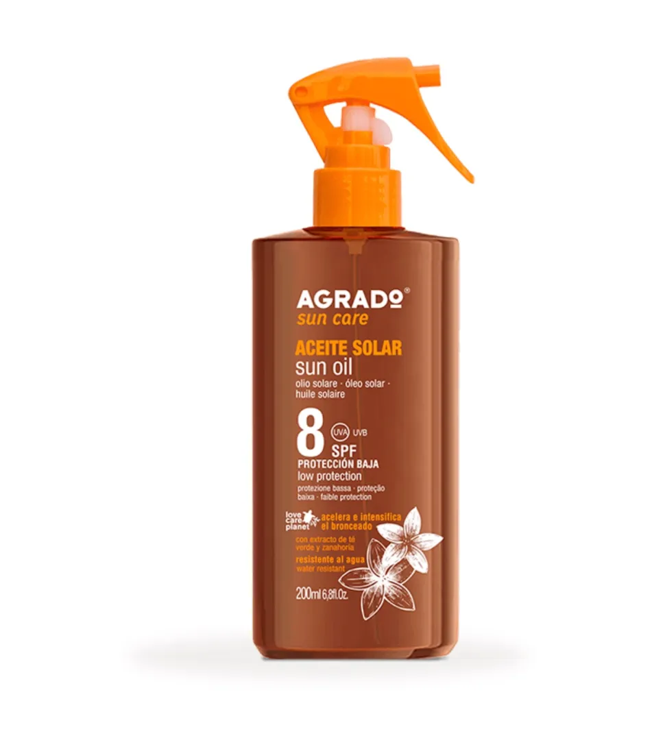 Aceite solar acelerador del bronceado SPF8