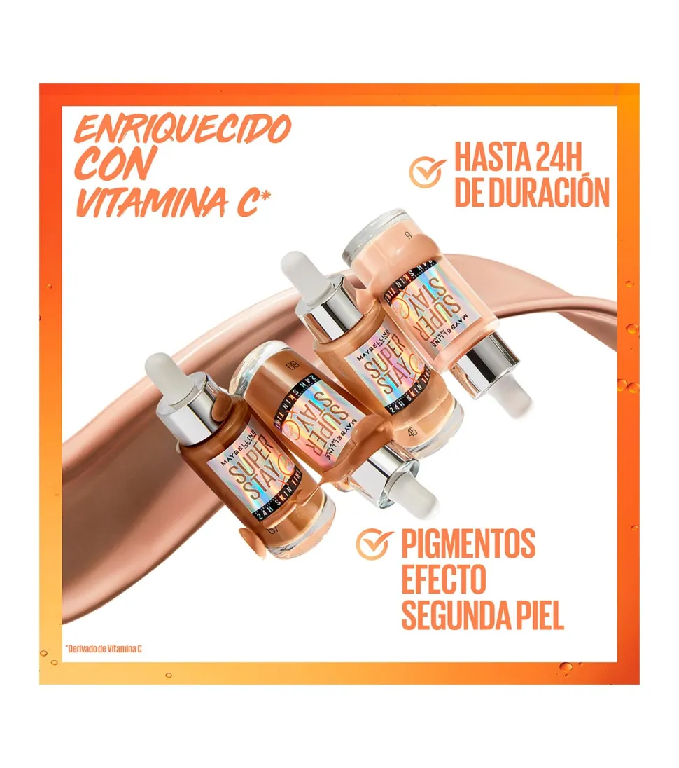 Base de maquillaje en sérum SuperStay 24H Skin Tint + Vitamina C - 66