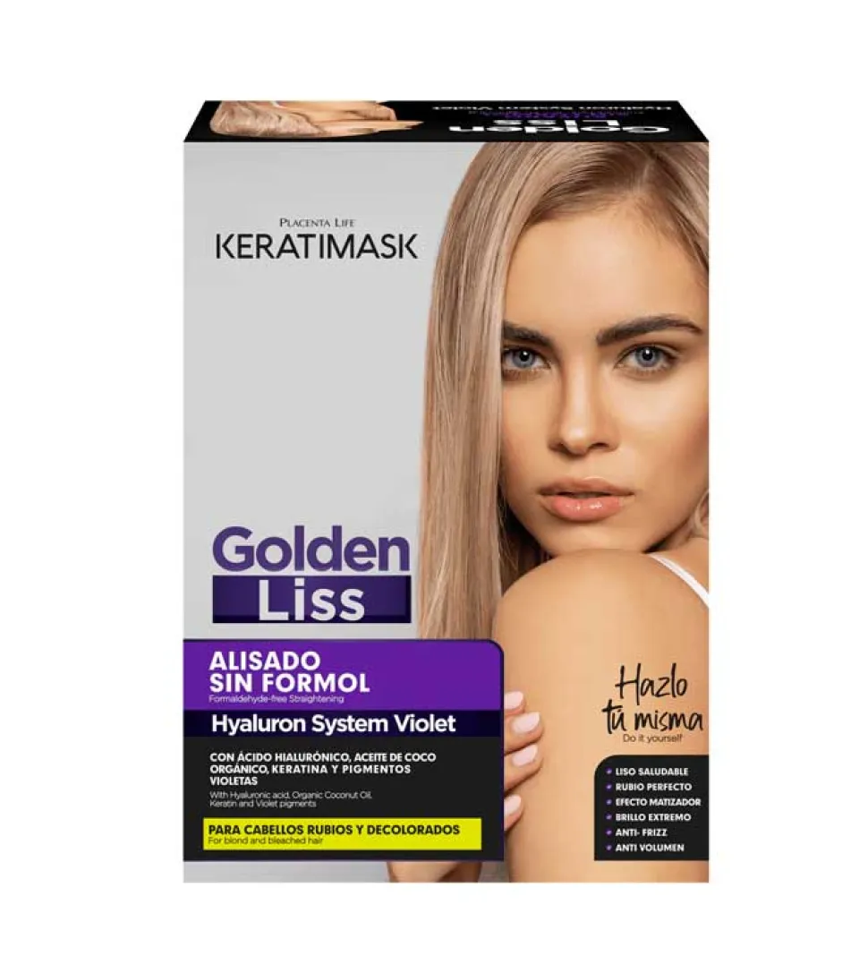 Be natural - Kit alisado sin formol Keratimask Golden Liss - Cabellos rubios y decolorados