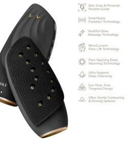 Cepillo limpiador y masajeador facial Sonic Thermo Face-Lifter 8 en 1 - Black Gold