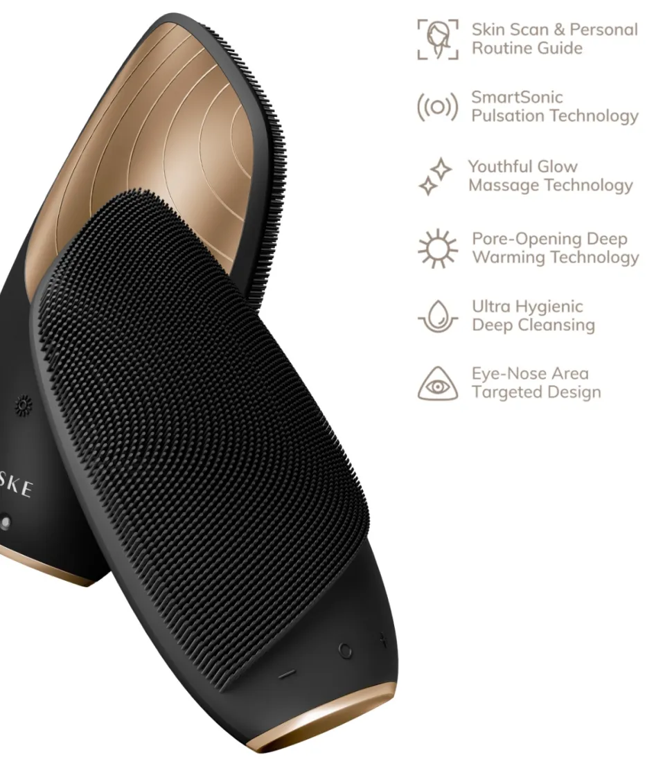 Cepillo limpiador y masajeador facial Sonic Thermo 6 en 1 - Black Gold