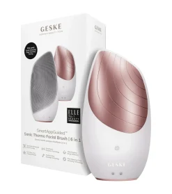 Cepillo limpiador y masajeador facial Sonic Thermo 6 en 1 - White Rose Gold