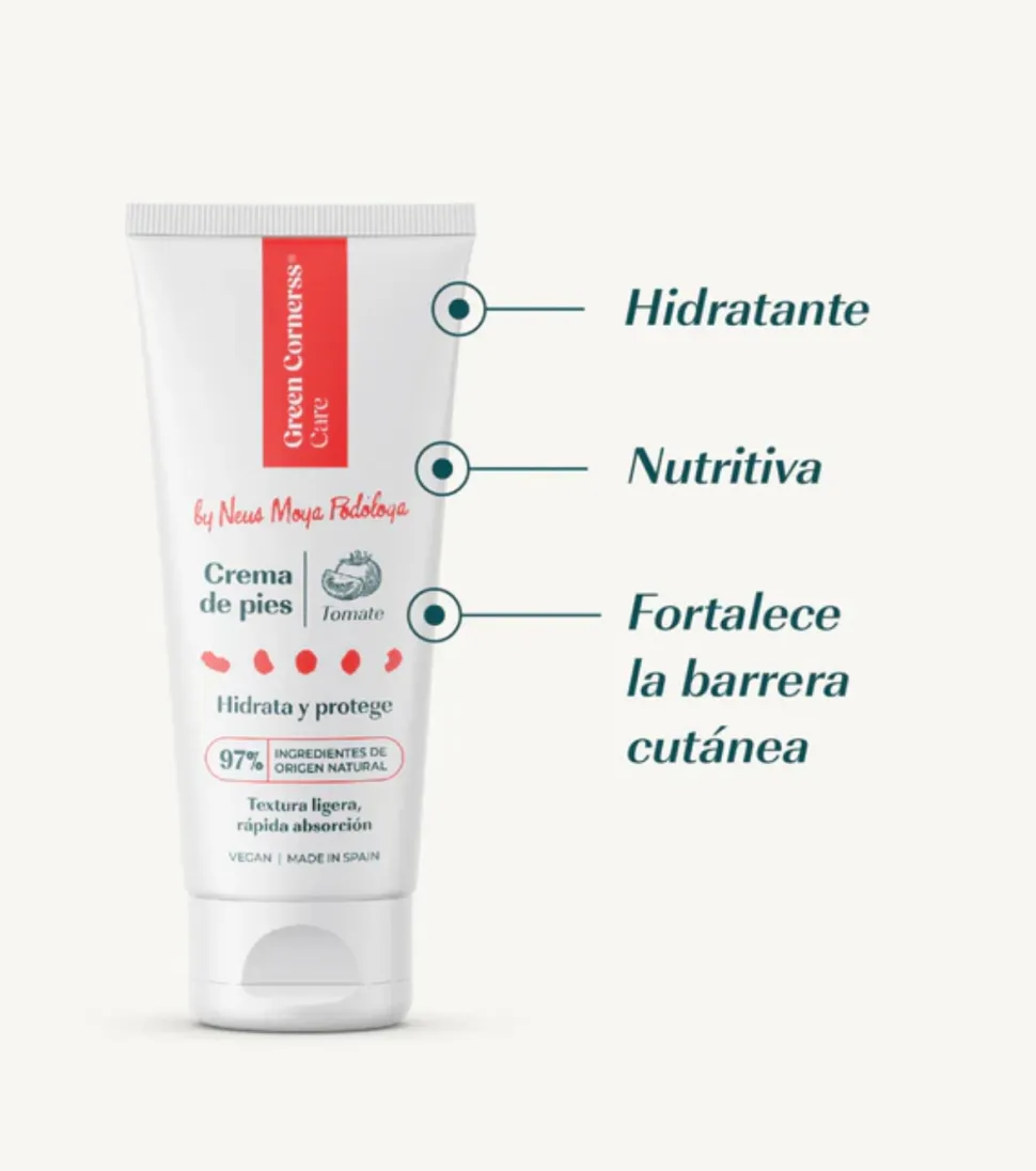 Crema de pies hidratante con tomate