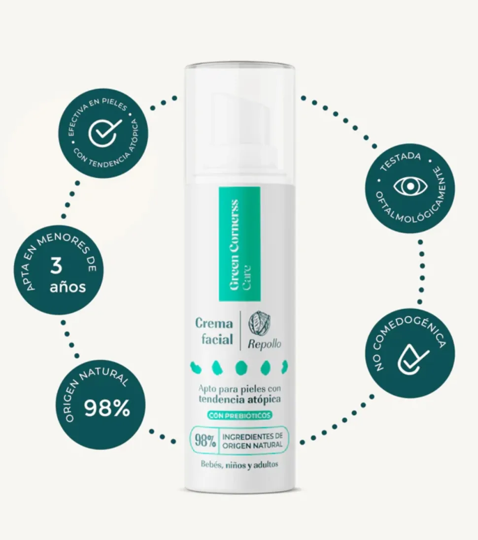 Crema facial hidratante de repollo - Pieles atópicas