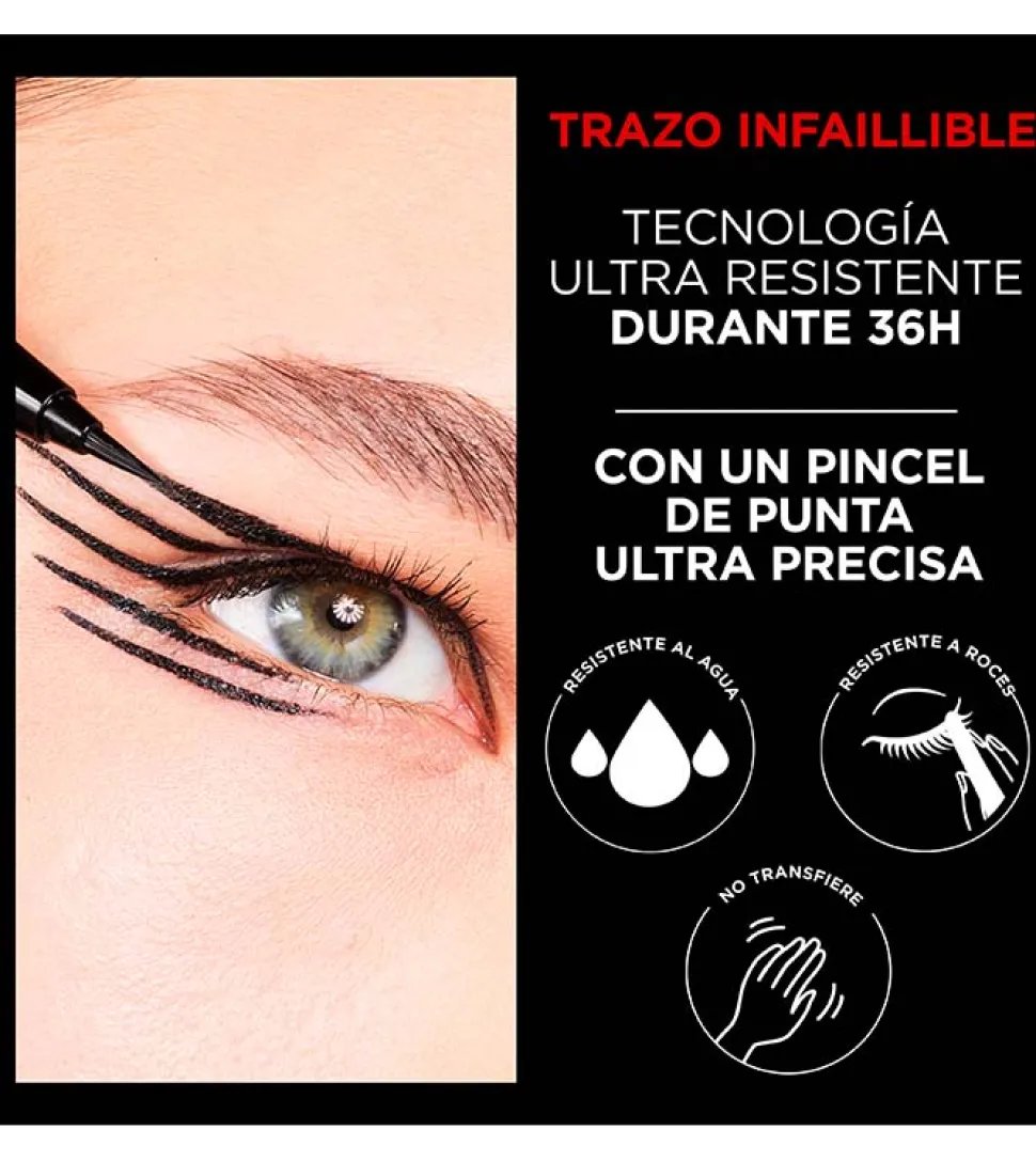 Delineador líquido Infallible Grip 36h Micro fine Brush - 01: Obsidian Black