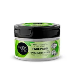 Discos faciales exfoliantes de limpieza profunda - Aceite de árbol de té y ácido glicólico