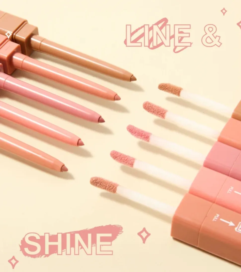 Dúo perfilador de labios y brillo de labios Line & Shine - Vanilla Chai
