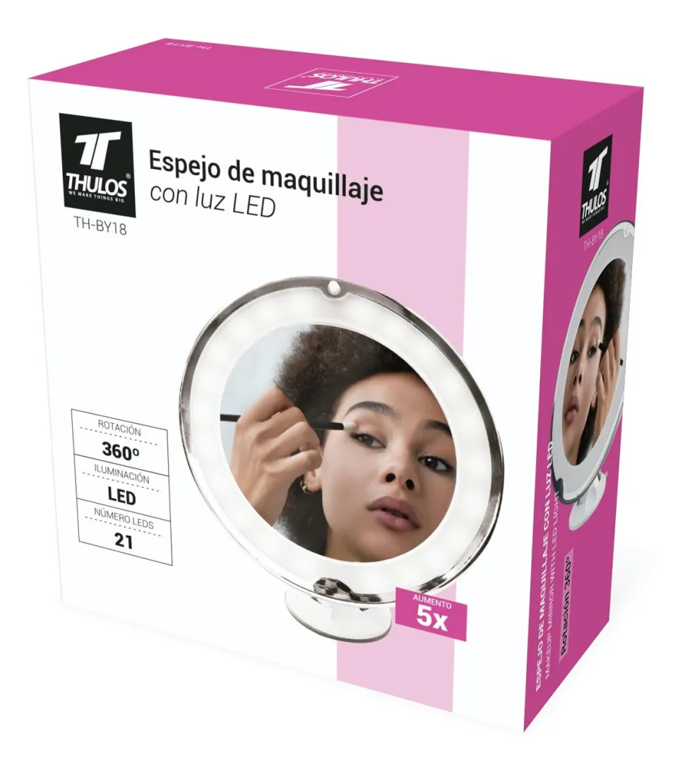 Espejo de maquillaje 360° con Iluminación LED TH-BY18