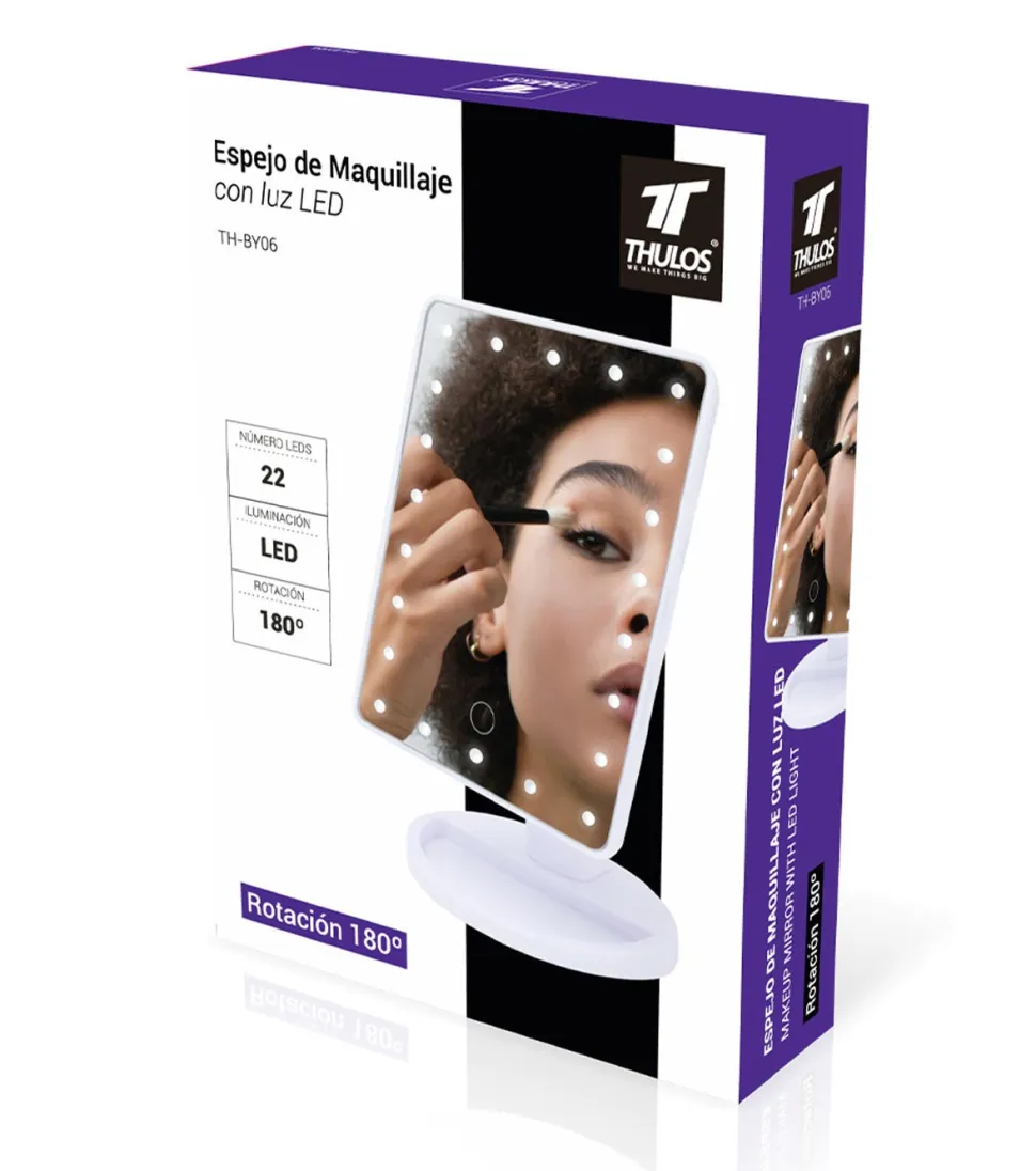 Espejo de maquillaje 180° con Iluminación LED TH-BY06
