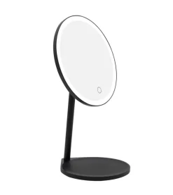 Espejo de tocador negro recargable con Iluminación LED Regulable