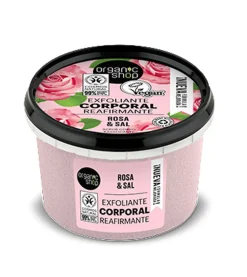 Exfoliante corporal reafirmante - Rosa orgánica y sal