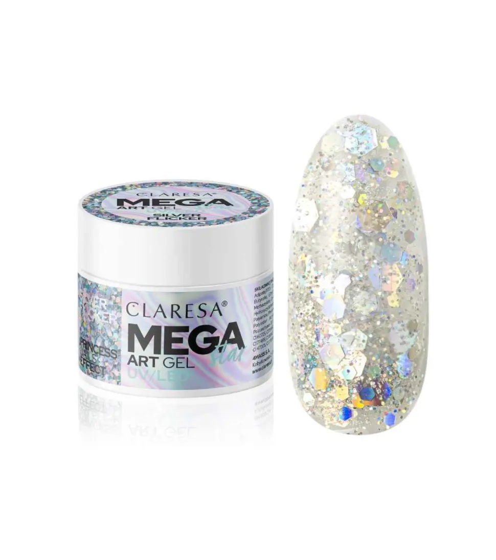 Gel de decoración de uñas Megastar - Silver Flicker