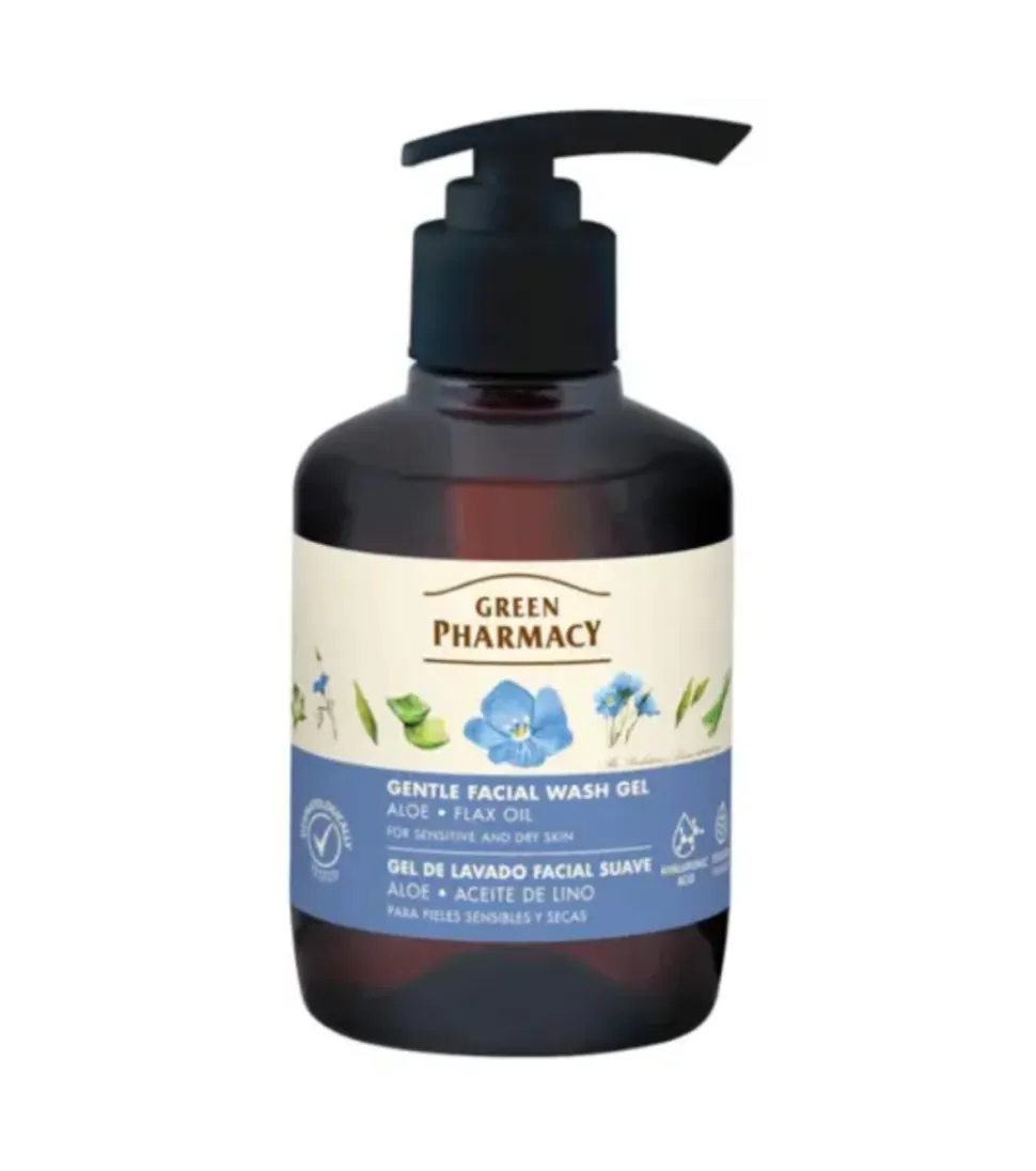 Gel de lavado facial suave para piel seca - Aloe Vera y Aceite de Lino