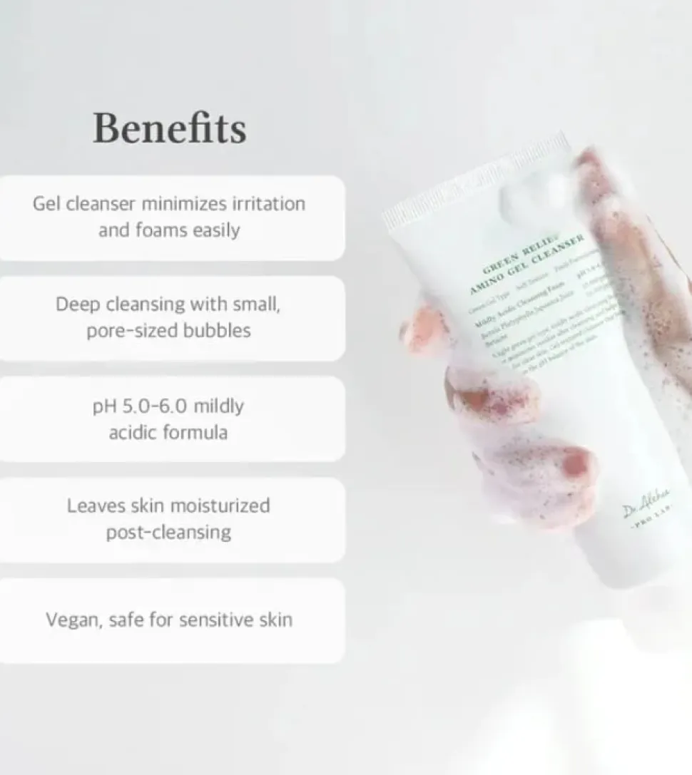 Gel limpiador espumoso Amino Green Relief - Piel mixta grasa