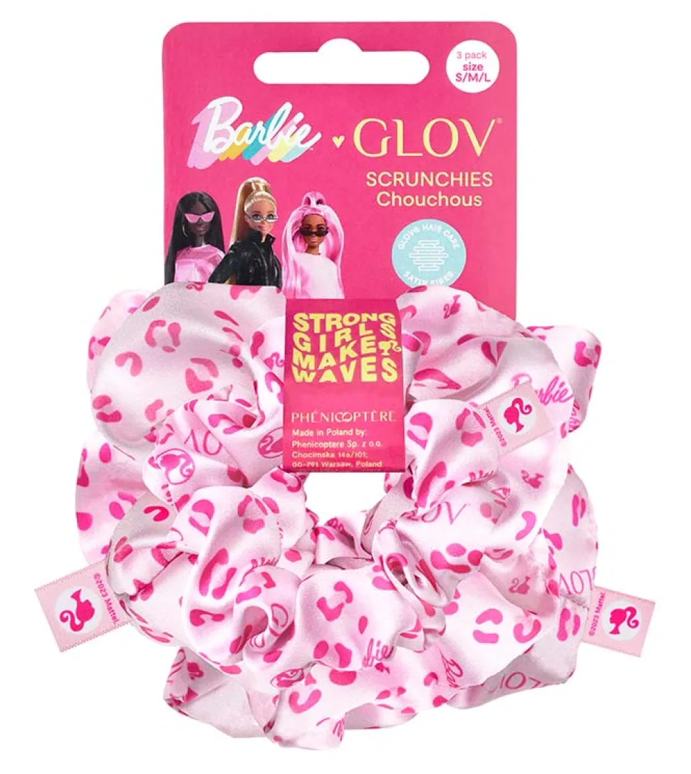 GLOV - *Barbie* - Pack de 3 coleteros scrunchie - Pink Panther