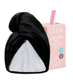 GLOV - Toalla turbante de saten y tela - Negro
