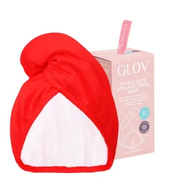 GLOV - Toalla turbante de saten y tela - Rojo