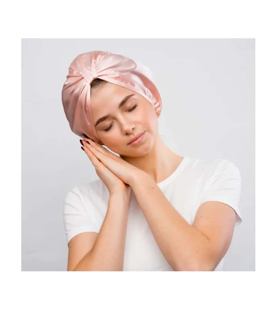 Gorro de satén anti-frizz para dormir - Rosa