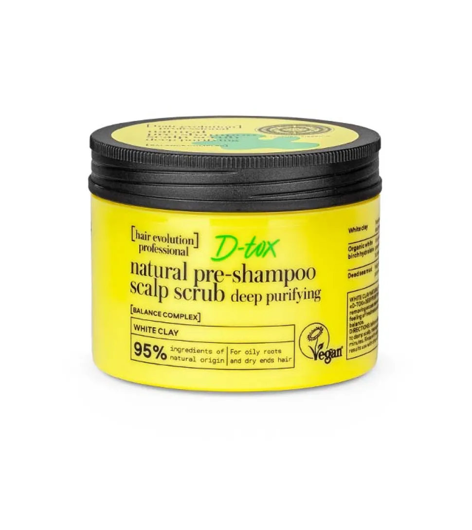 *Hair Evolution* - Exfoliante de cuero cabelludo prechampú de arcilla blanca D-tox - Limpieza profunda