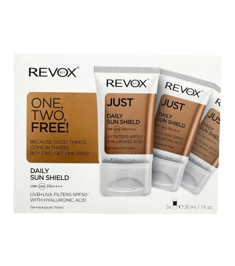 *Just* - Pack de 3 Protectores solares SPF50+ con ácido hialurónico One, Two, Free!