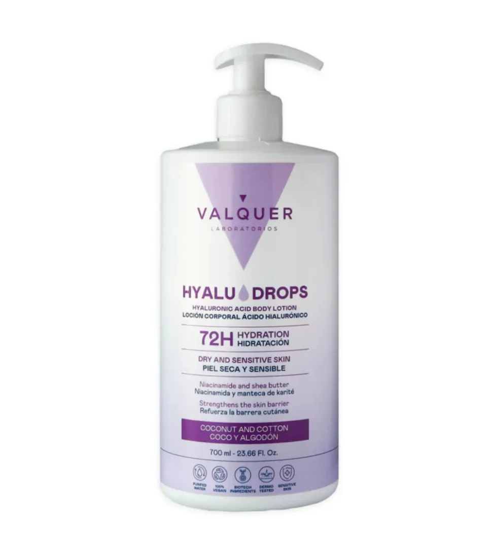 Loción corporal hidratante 72h Hyaludrops - Coco y Algodón