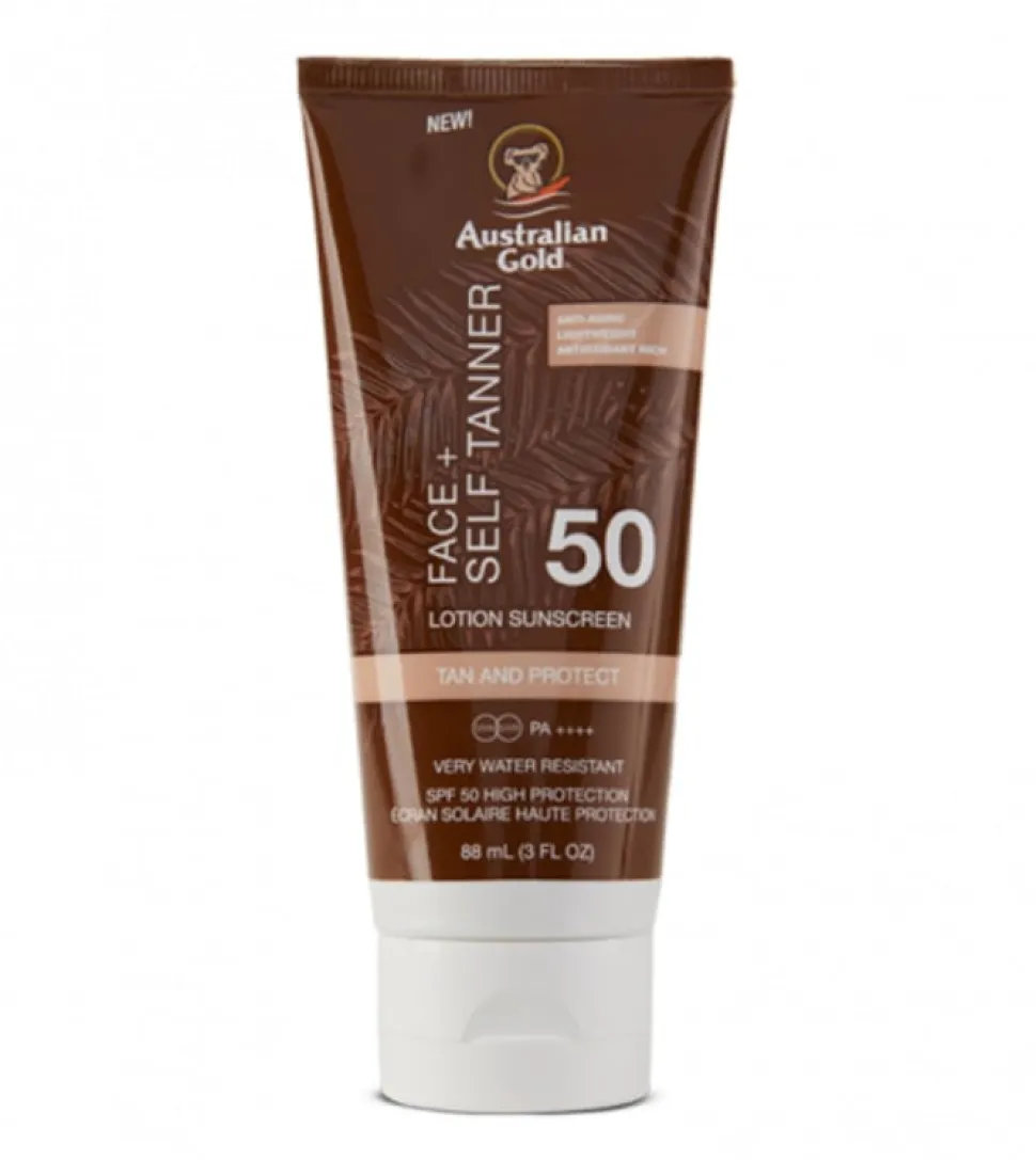 Loción solar facial bronceadora SPF50 Face + Self Tanner