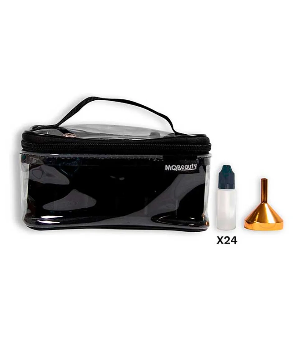 Neceser transparente + 24 botellas de 15ml