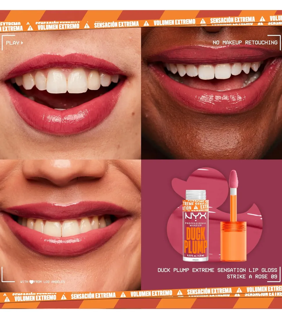 Nyx Professional Makeup - Brillo de labios voluminizador Duck Plump - 09: Strick A Rose