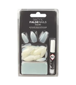 Pack de 48 uñas postizas stiletto y pegamento