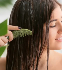 Peine Gua Sha para cuero cabelludo Jade