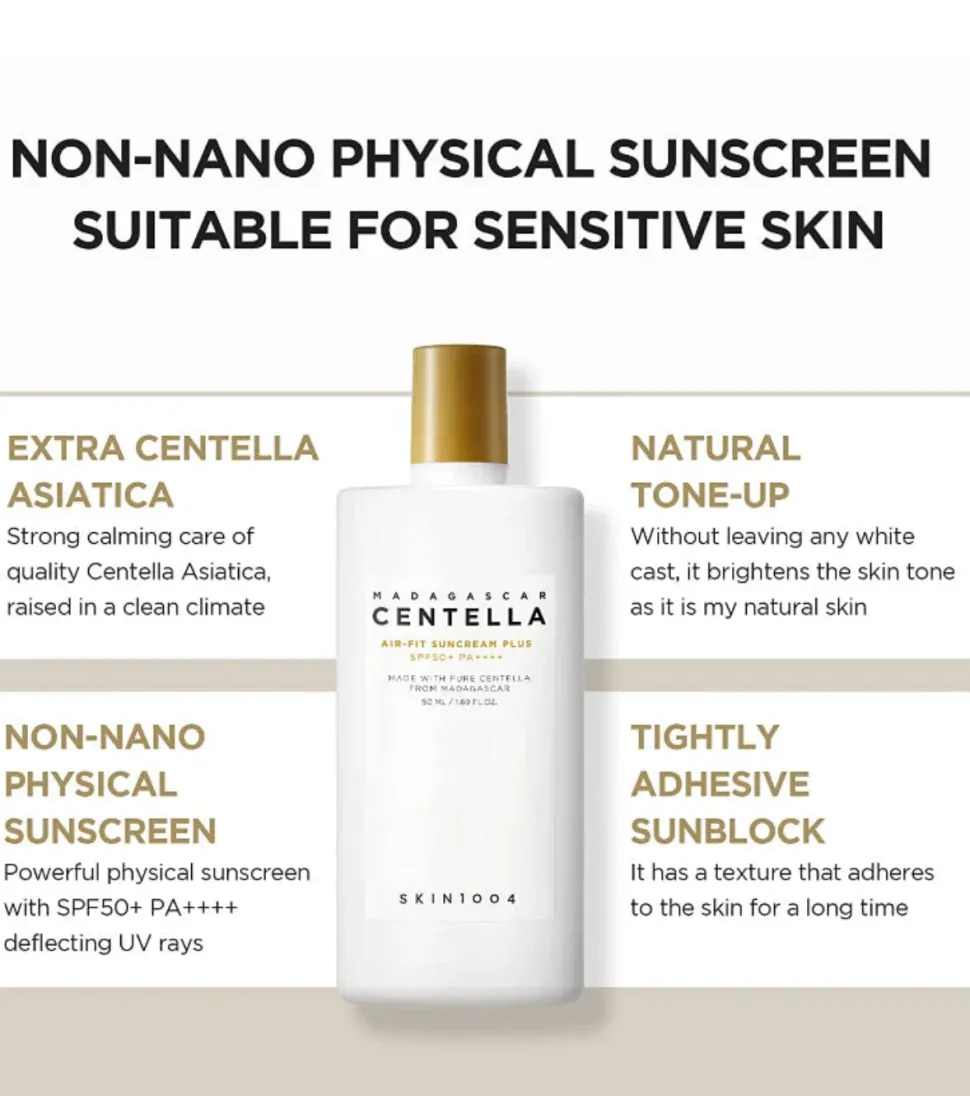 Protector solar con Centella Asiática de Madagascar SPF50+ PA++++ Air-Fit