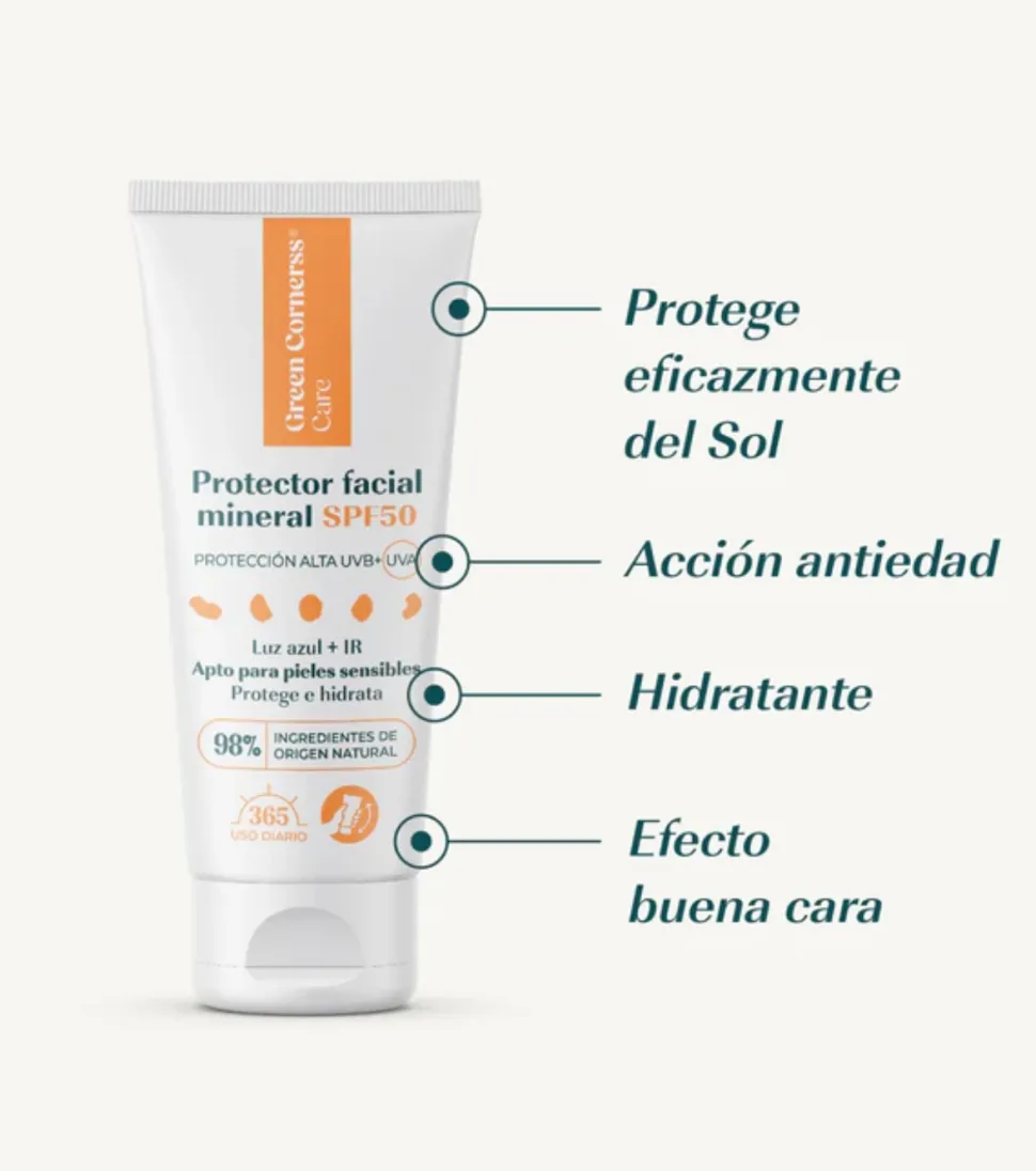 Protector solar mineral facial con color SPF50 - Pieles sensibles
