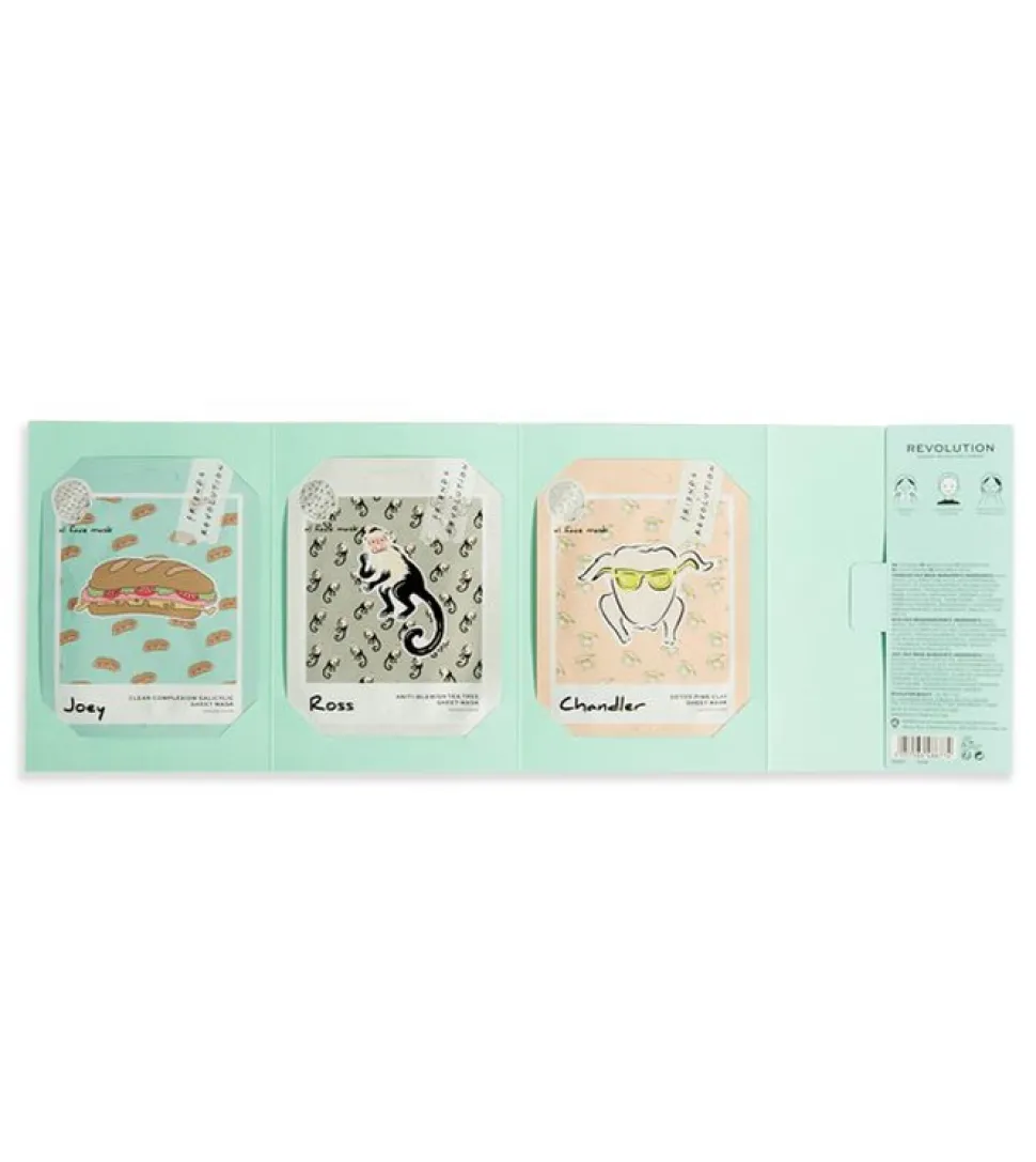 Revolution - *Friends X Revolution* - Pack de 3 mascarillas faciales de tejido - Joey, Ross y Chandler