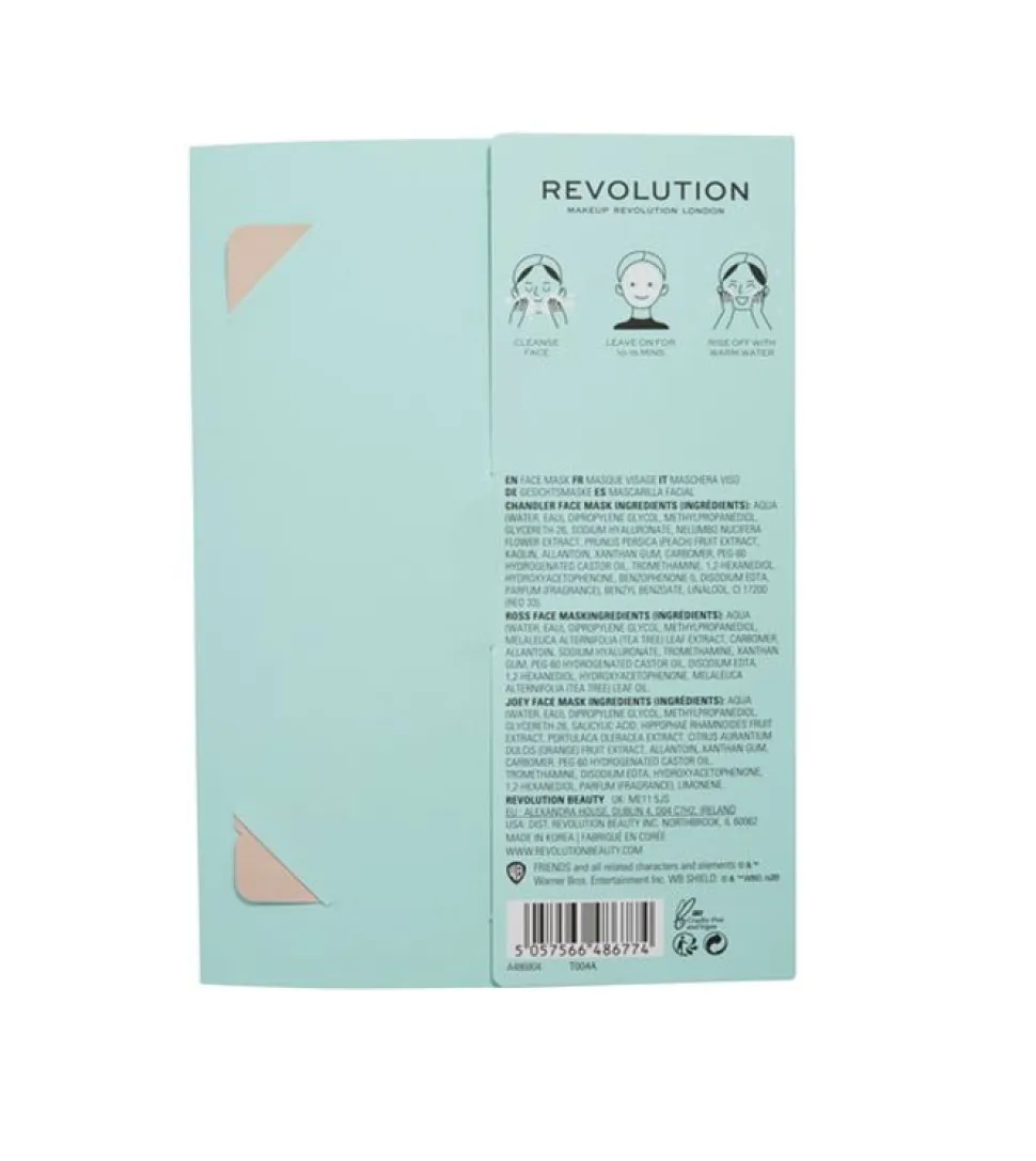 Revolution - *Friends X Revolution* - Pack de 3 mascarillas faciales de tejido - Joey, Ross y Chandler