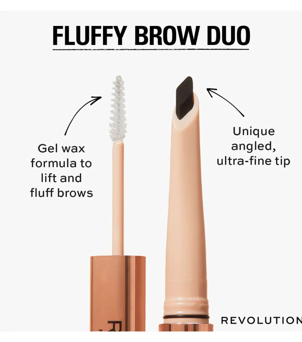 Revolution - Lápiz de cejas Fluffy Brow Filter Duo - Granite