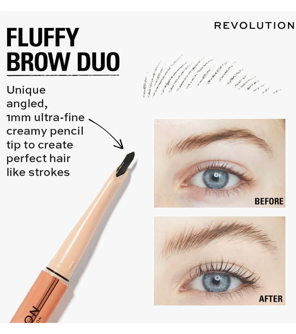 Revolution - Lápiz de cejas Fluffy Brow Filter Duo - Granite