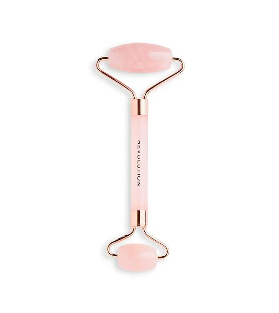 Rodillo facial de cuarzo rosa