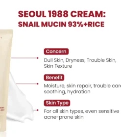 *Seoul 1988* - Crema facial Snail Mucin 93% + Rice