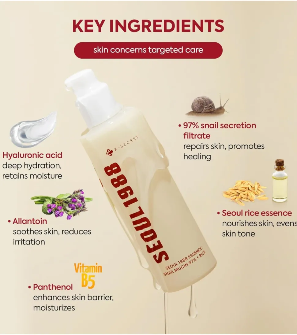 *Seoul 1988* - Esencia Snail Mucin 97% + Rice