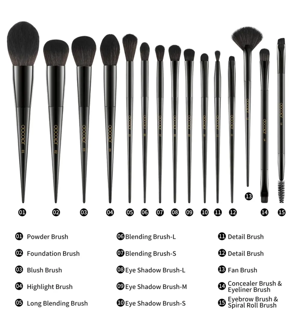Set de brochas Obsidian (15 piezas)