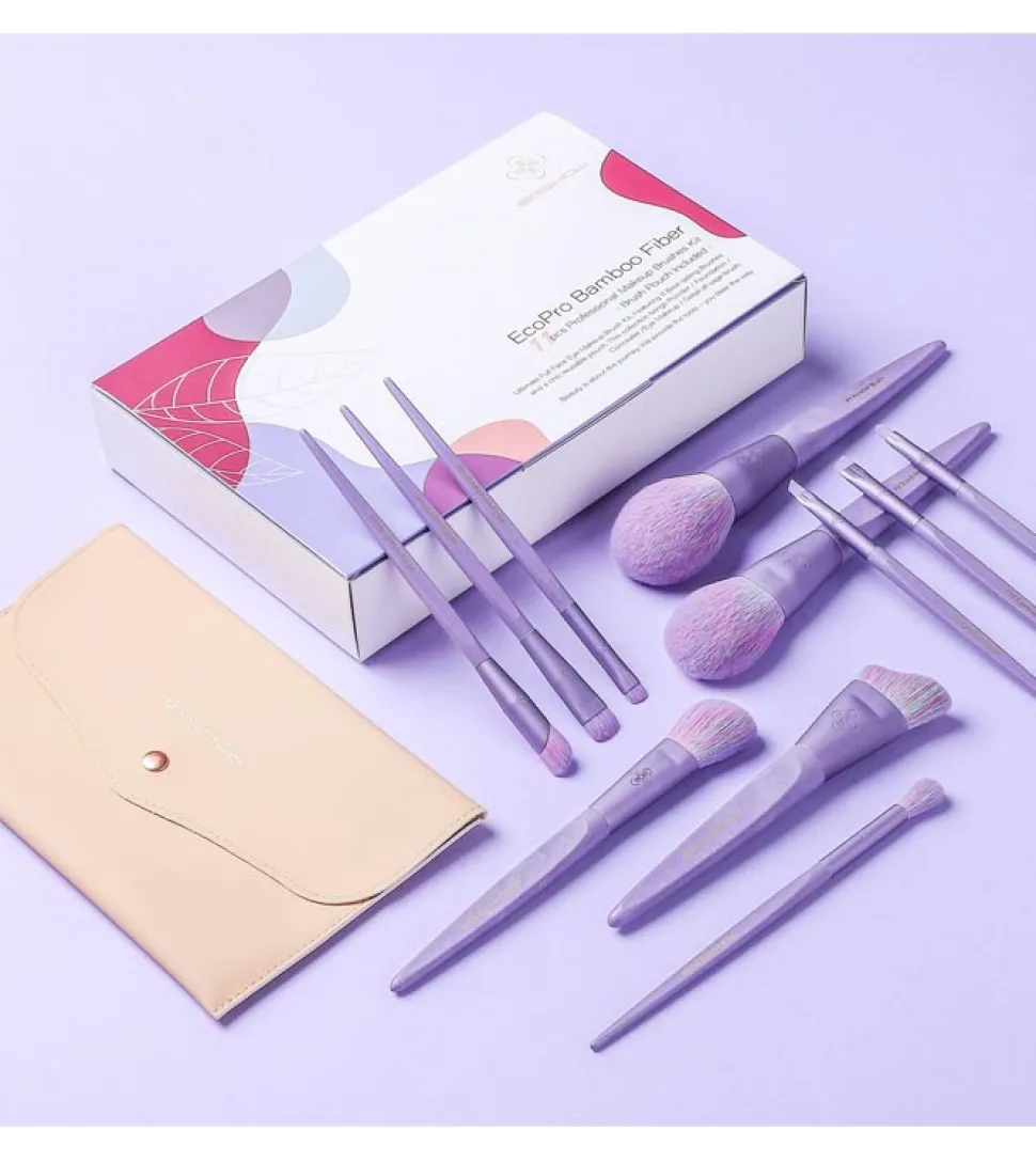 Set de brochas (11 piezas) - Ecopro Bamboo - Mist Purple