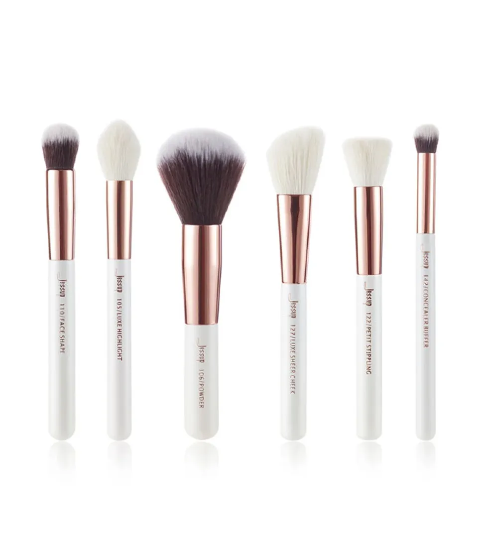 Set de brochas 6 piezas - T224: White/Rose Gold