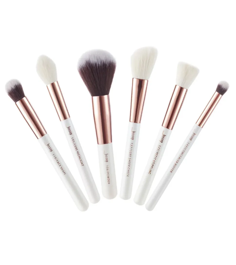 Set de brochas 6 piezas - T224: White/Rose Gold