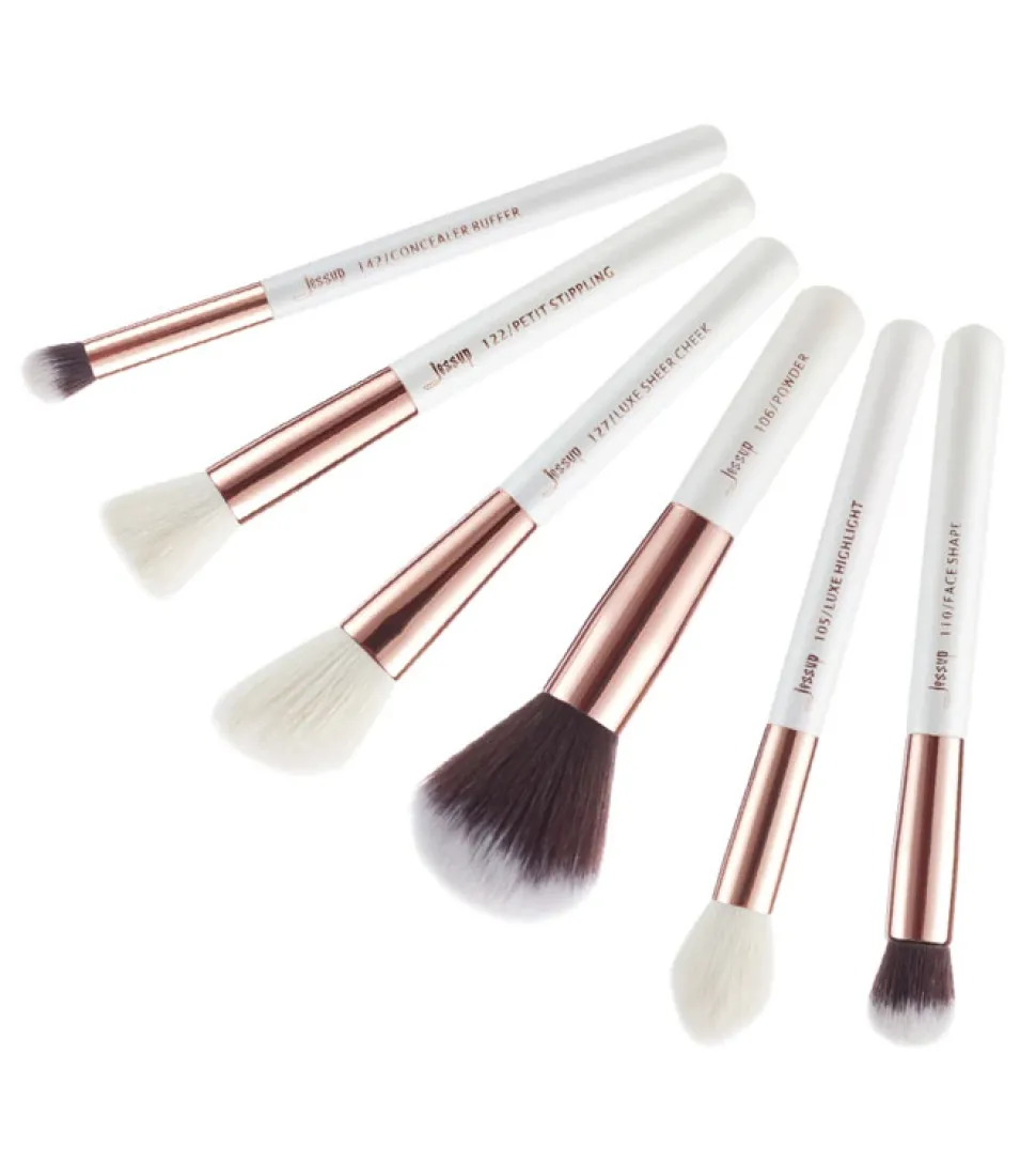 Set de brochas 6 piezas - T224: White/Rose Gold