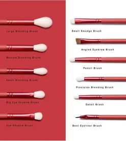 Set 11 pinceles de ojos Jade Series - Amber Red