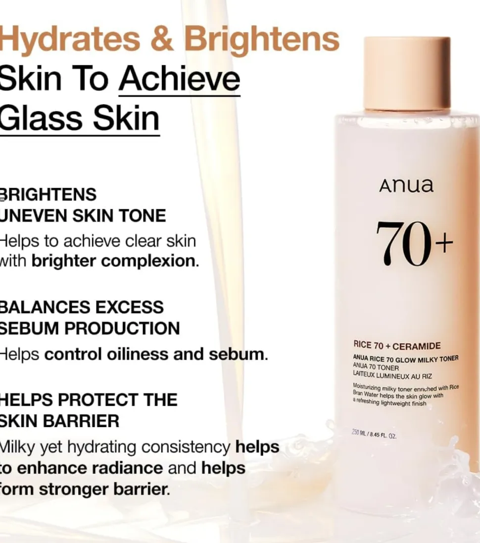 Tónico ligero Rice 70 + Ceramide Glow Milky