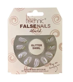 Uñas postizas False Nails Almond - Glitter Swirl