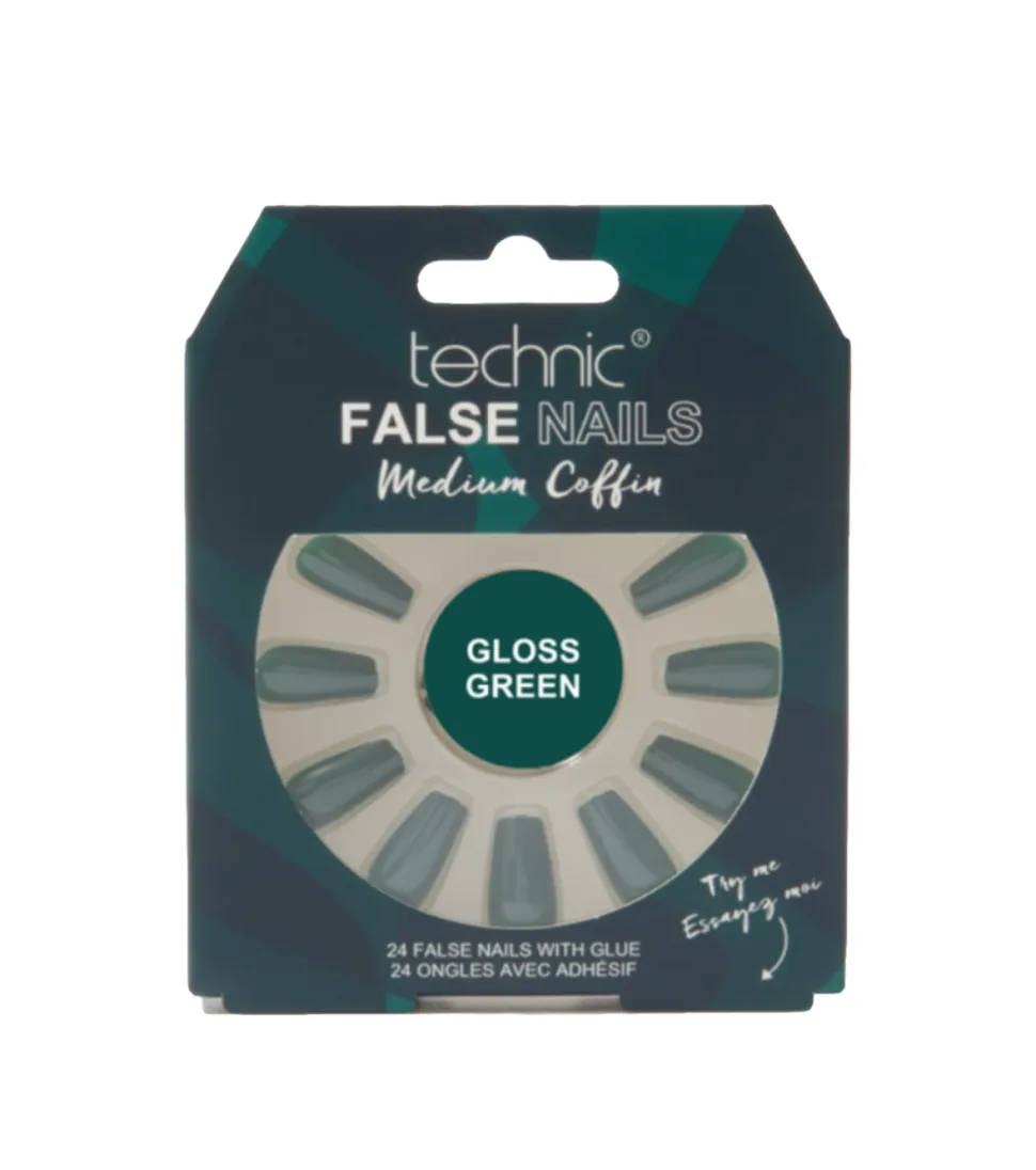 Uñas postizas False Nails Medium Coffin - Gloss Green
