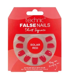 Uñas postizas False Nails Short Square - Solar Red