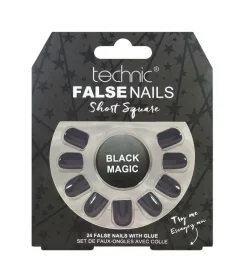 Uñas postizas False Nails Short Square - Black Magic